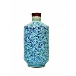 Wazon ceramiczny w kwiaty niebieski 24cm